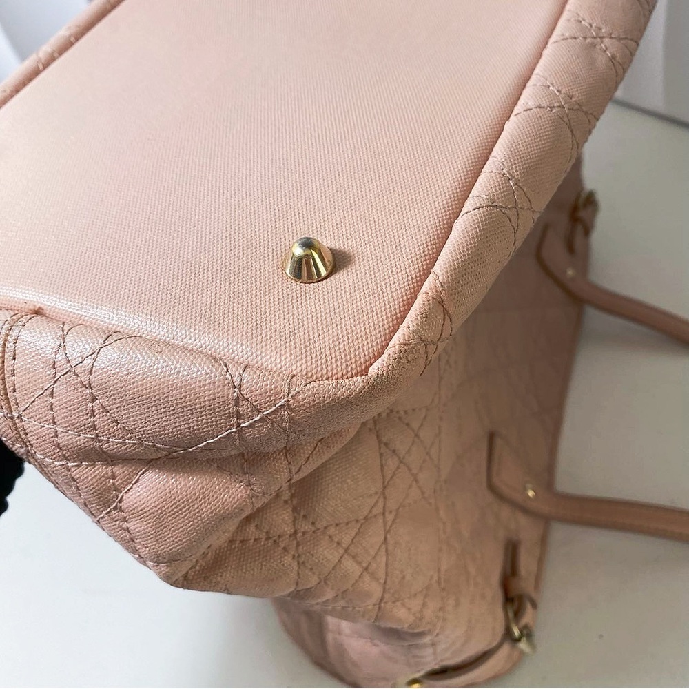 DIOR Lady Dior Tote Bag Blush Pink Cannage Quilted Canvas Gold Hardware - Picture 11 of 12